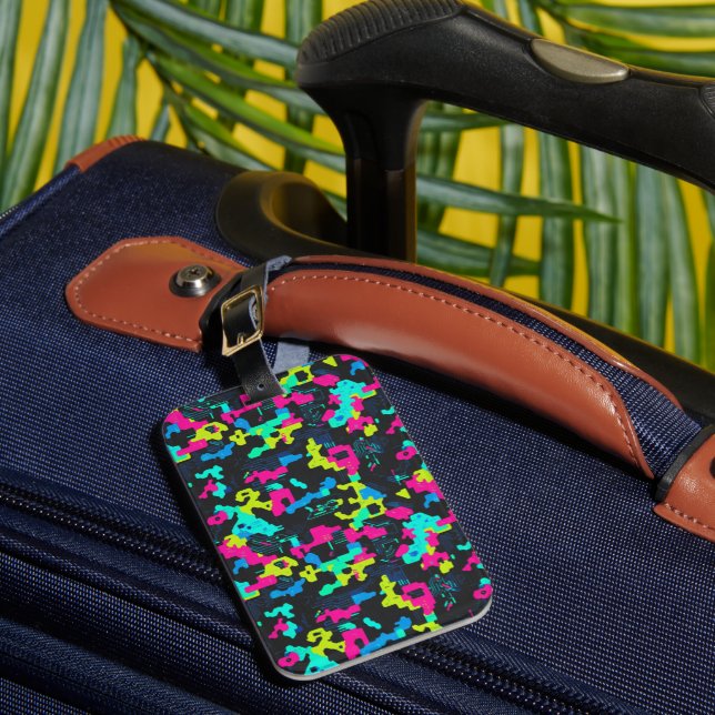 Neon Camouflage Pattern Luggage Tag (Front Insitu 1)