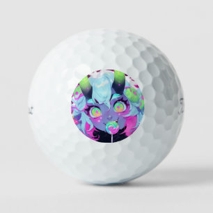 Neon Candy Demon Monster Girl Aesthetic Golf Balls
