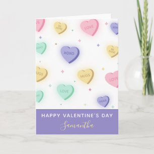 Neon Candy Heart Messages Conversation Sparkle Card