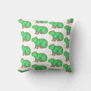 Neon Capybara – Cute Colorful Animal  Throw Pillow