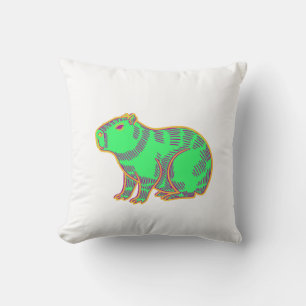 Neon Capybara Kids T-Shirt – Cute Colorful Animal  Throw Pillow