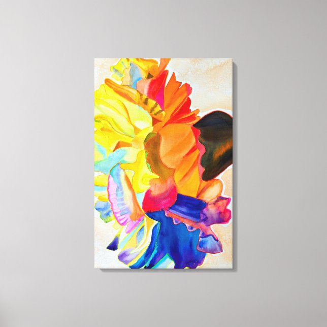 Neon Carnation watercolor flower Canvas Print (Front)