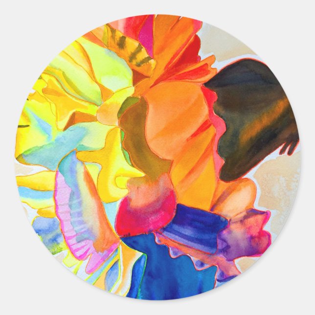 Neon Carnation watercolor flower Classic Round Sticker (Front)