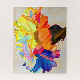Neon Carnation watercolor flower Jigsaw Puzzle