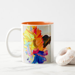Neon Carnation watercolor flower Two-Tone Coffee Mug