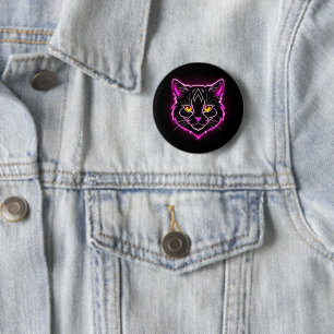 Neon cat 2 inch round button