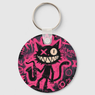Neon Cat Chaos Keychain