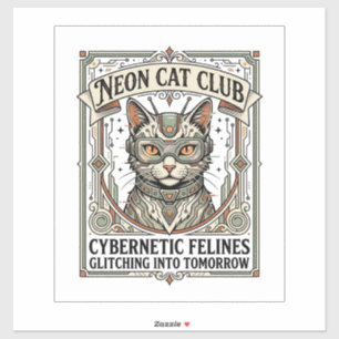 Neon Cat Club Cat Cyberpunk Vintage Vector Art Shi