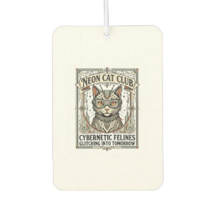 Neon Cat Club Cat Cyberpunk Vintage Vector Art Shi Air Freshener