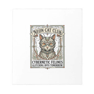Neon Cat Club Cat Cyberpunk Vintage Vector Art Shi Notepad