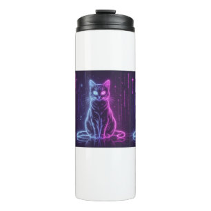 **Neon Cat Design – Glowing Futuristic Feline Art* Thermal Tumbler