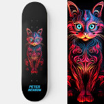 Neon Cat Tribal Tattoo Art  Skateboard<br><div class="desc">Unleash your wild side with our Neon Cat Tribal Tattoo Art skateboard, where vibrant neon hues meet fierce tribal patterns for a ride that's both bold and unique. Stand out from the pack with this electrifying design. You can personalzie the text or delete. This is another 100% Snuggle Hamster Designs....</div>