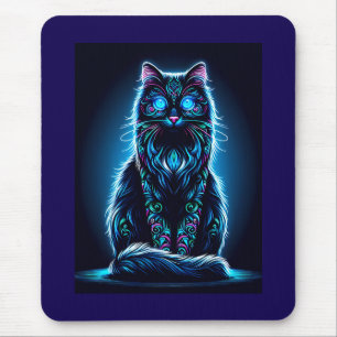 Neon Cat Vivid Background-97948 Mouse Pad