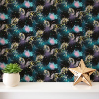 Neon Celestial Unicorns and Stars