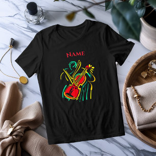 Neon Cello Line Art Vibrant Musical T-Shirt Tri-Blend Shirt
