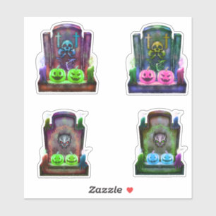 Neon Cemetery Headstones And Pumpkins Halloween