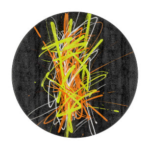 Neon Chaos Abstract Energy Explosion Cutting Board