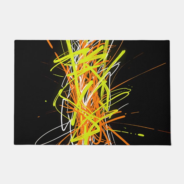 Neon Chaos Abstract Energy Explosion Doormat (Front)