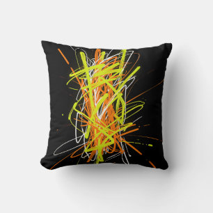 Neon Chaos Abstract Energy Explosion Throw Pillow