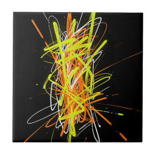 Neon Chaos Abstract Energy Explosion Tile