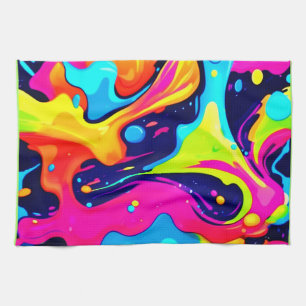 Neon Chaos Liquid Colour Explosion Kitchen Towel