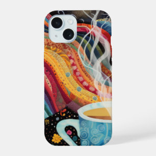 Neon Charlie Chameleon, Textile Rainforest Collage iPhone 15 Case