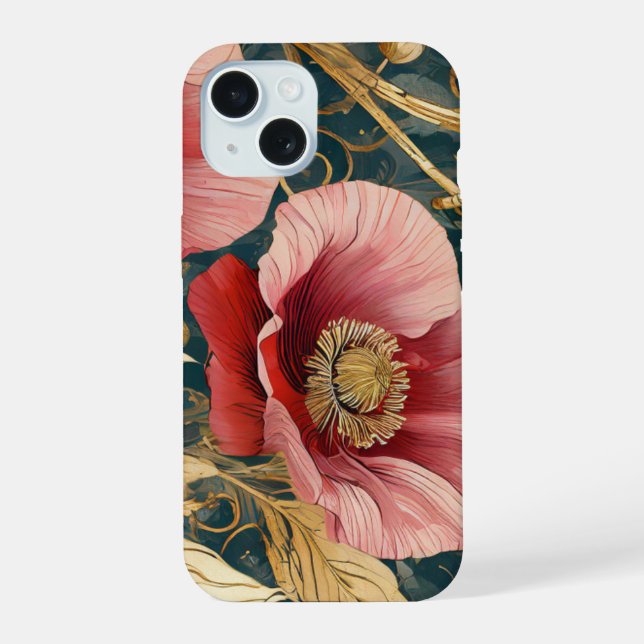 Neon Charlie Chameleon, Textile Rainforest Collage iPhone 15 Case (Back)