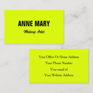Neon Chartreuse Yellow Fluorescent Colourful Brigh Business Card