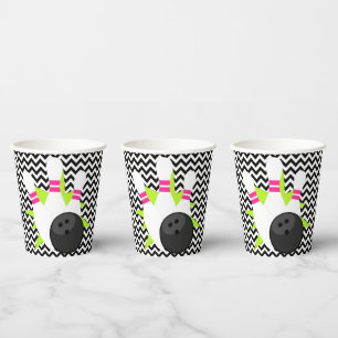 Neon Chevron Bowling Party Paper Cups