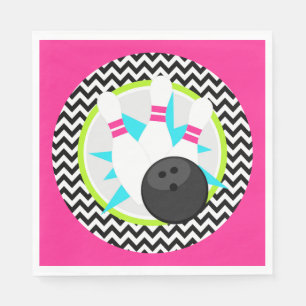 Neon Chevron Bowling Party Paper Napkins