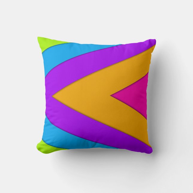 Neon Chevrons Throw Pillow (Front)
