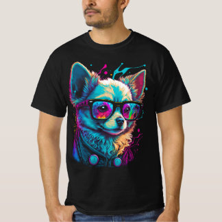 Neon Chihuahua in Sunglasses  Cool Psychedelic Dog T-Shirt