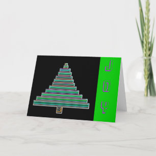 neon christmas tree holiday card
