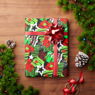 Neon Christmas Tree Pattern Wrapping Paper