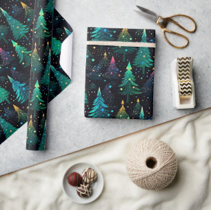 Neon Christmas Tree Wrapping Paper