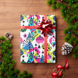 Neon Christmas Wrapping Paper Vibrant