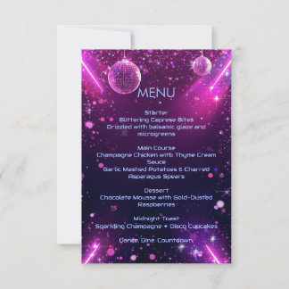Neon Chrome New Year’s Eve Menu | Y2K Holographic