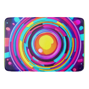 Neon Circle Vortex Pattern Bath Mat
