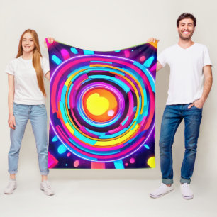 Neon Circle Vortex Pattern Fleece Blanket