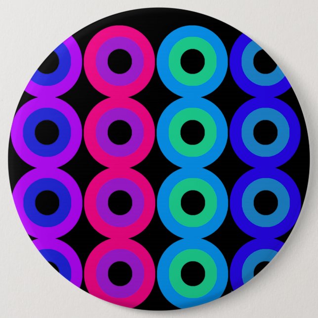 Neon Circles 6 Inch Round Button (Front)
