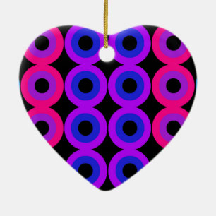 Neon Circles Ceramic Ornament