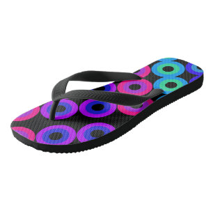 Neon Circles Flip Flops