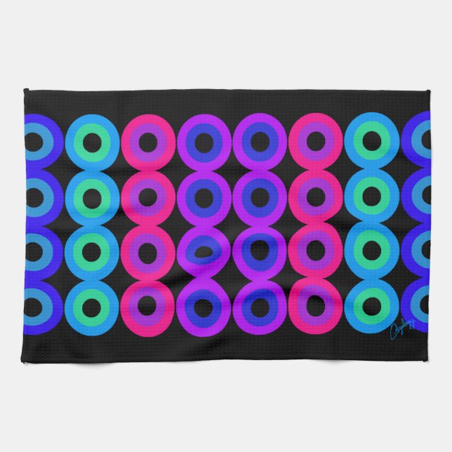 Neon Circles Kitchen Towel (Horizontal)