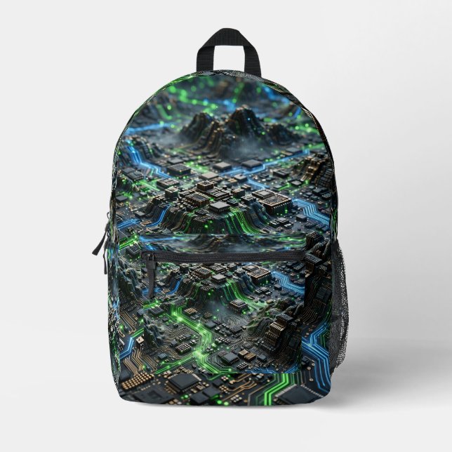 Neon Circuit Flow Backpack (Front)