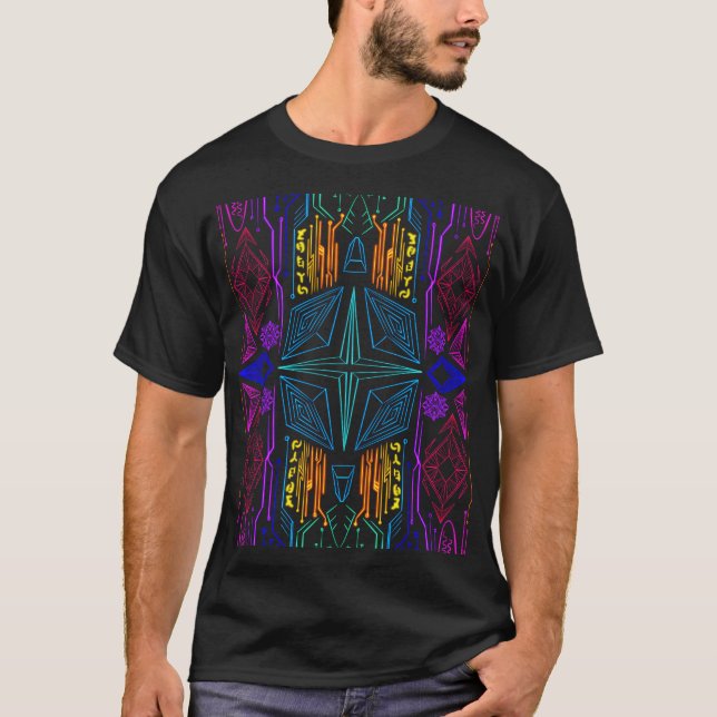 Neon Circuitry Geometric T-Shirt (Front)