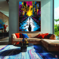 Neon City Shadows – Surreal Urban Dreamscape Art