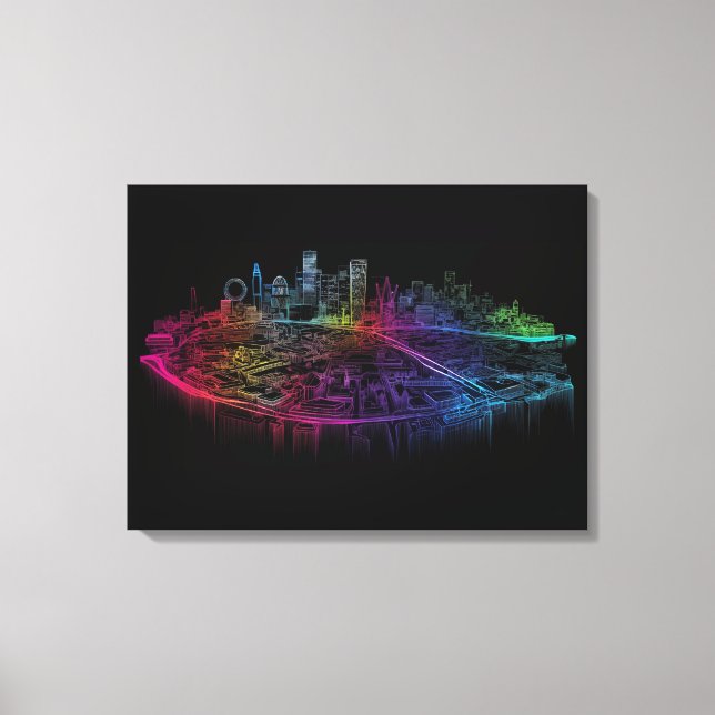 Neon City skyline Canvas Print (Front)