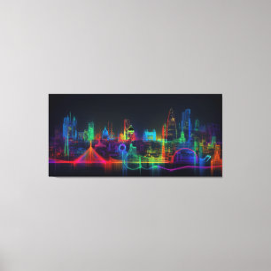 Neon City skyline Canvas Print