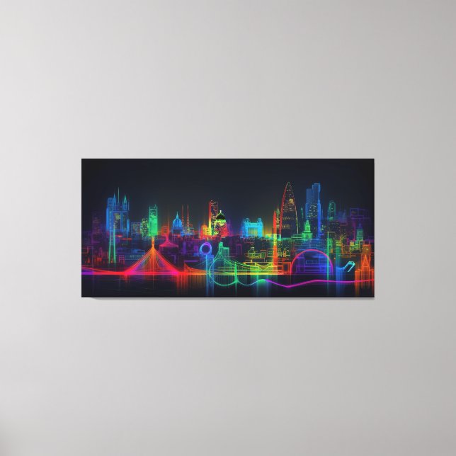 Neon City skyline Canvas Print (Front)