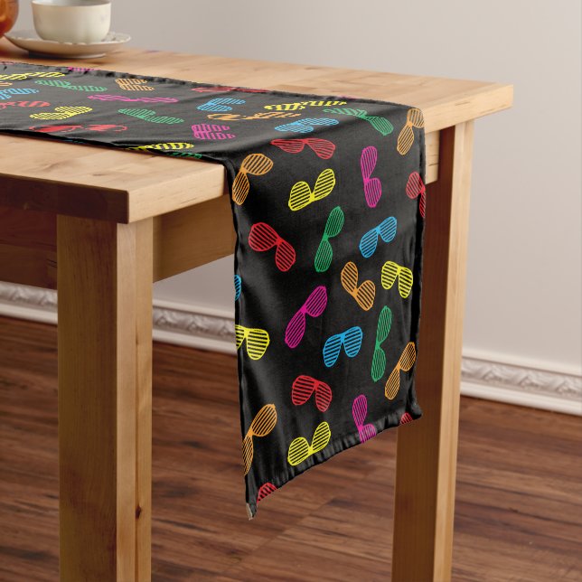Neon Classic Sunglasses Pattern Medium Table Runner (In Situ)